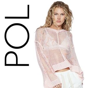 NWOT POL Pink Sweater Hoodie with Star Design